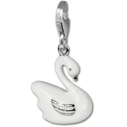 SilberDream Charm weißer Schwan 925 Silber Armband Anhänger FC645