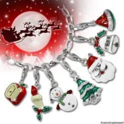SilberDream Charm Weihnachtsbaum 925 Silber Armband Anhänger FC849G