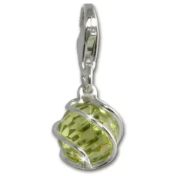 SilberDream Charm Zirkonia Kugel grün Armband Anhänger FC200G