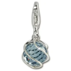 SilberDream Charm Zirkonia Kugel aqua Armband Anhänger FC200B