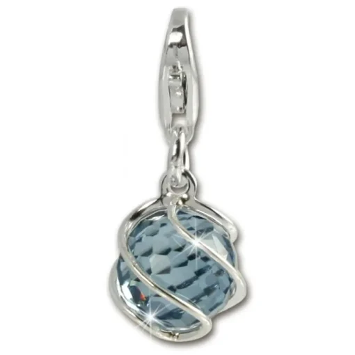 SilberDream Charm Zirkonia Kugel aqua Armband Anhänger FC200B
