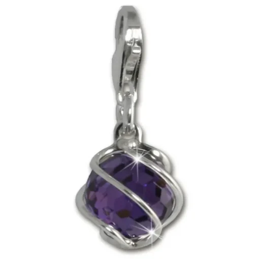 SilberDream Charm Zirkonia Kugel lila Armband Anhänger FC200V