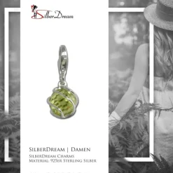 SilberDream Charm Zirkonia Kugel grün Armband Anhänger FC200G