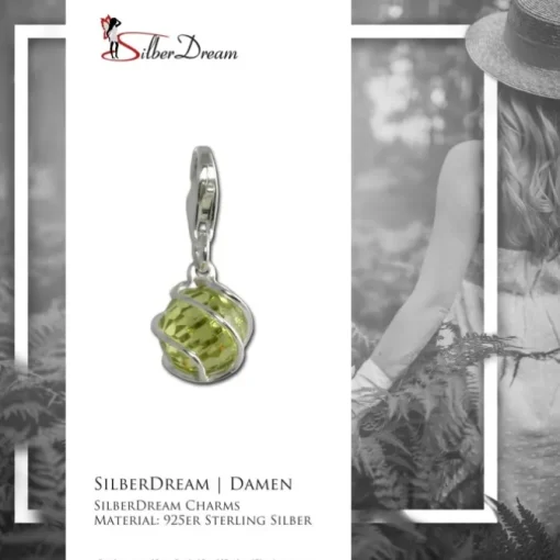 SilberDream Charm Zirkonia Kugel grün Armband Anhänger FC200G