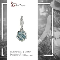SilberDream Charm Zirkonia Kugel aqua Armband Anhänger FC200B