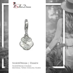 SilberDream Charm Zirkonia Kugel weiß Armband Anhänger FC200W
