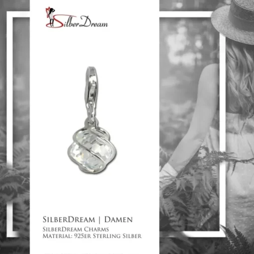 SilberDream Charm Zirkonia Kugel weiß Armband Anhänger FC200W