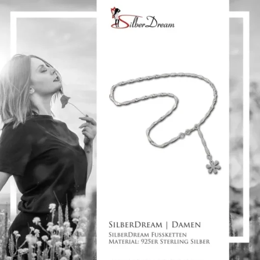 SilberDream 25,5cm Fußkette Blume 925er Silber SDF018I
