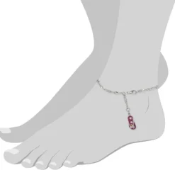 SilberDream 25,5cm Fußkette Flipflop rosa 925er Silber SDF022A