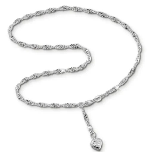 SilberDream 25,5cm Fußkette Herz Zirkonia Silber SDF005