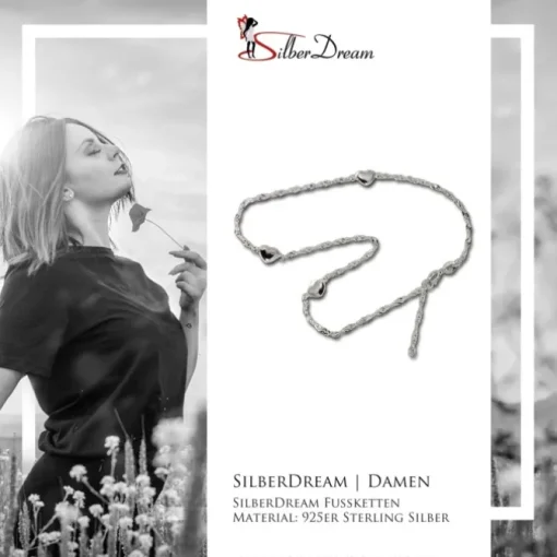 SilberDream 25cm Fußkette Herzen 925er Silber SDF019I