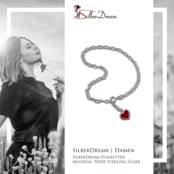 SilberDream 25cm Fußkette Herz 925 Silber SDF006