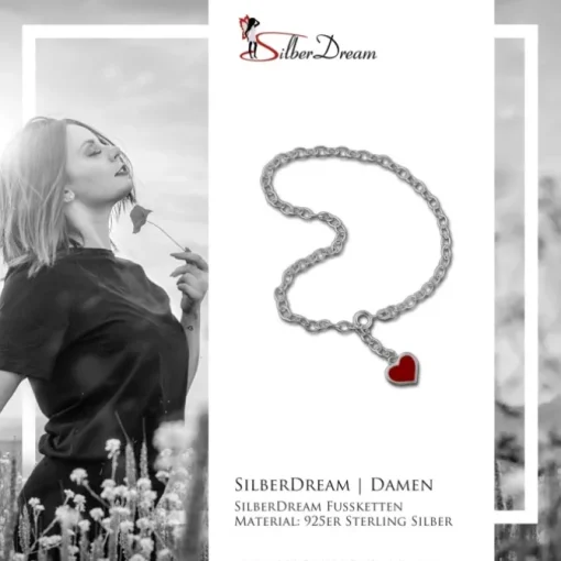 SilberDream 25cm Fußkette Herz 925 Silber SDF006