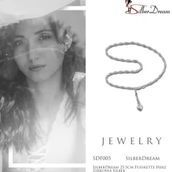 SilberDream 25,5cm Fußkette Herz Zirkonia Silber SDF005