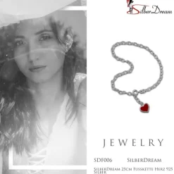 SilberDream 25cm Fußkette Herz 925 Silber SDF006