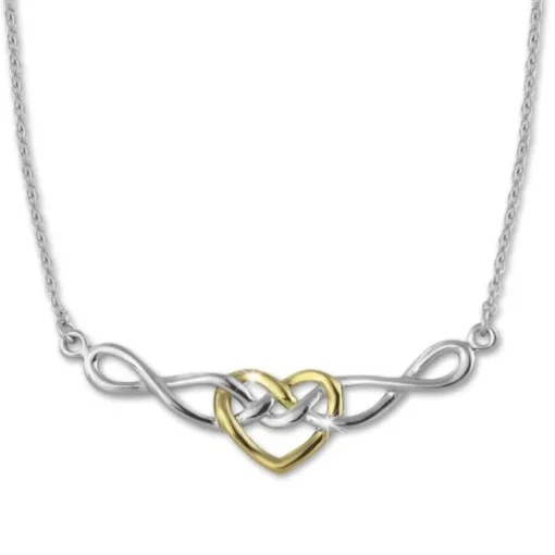 SilberDream Collier Bicolor Kette Tribal Herz 925 Sterling Silber 45cm SDK50045Y