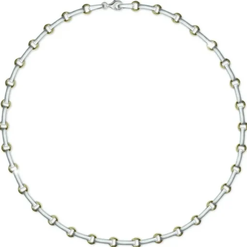 SilberDream Collier Circle 925 Silber matt vergoldet Damen 45cm Kette SDK4801T
