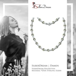 SilberDream Collier Circle 925 Silber matt vergoldet Damen 45cm Kette SDK4801T