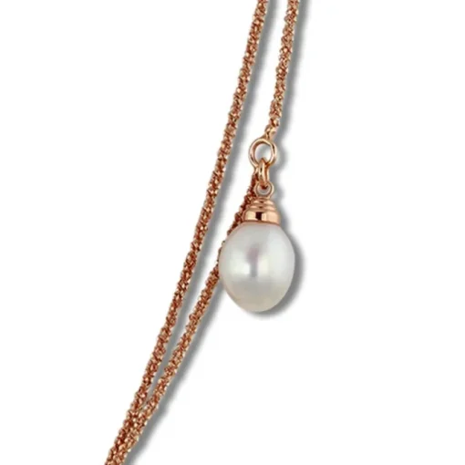 SilberDream Collier Doppel Kette Perlen rose vergoldet 925 Silber 90cm SDK2369E
