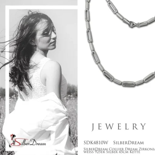 SilberDream Collier Dream Zirkonia weiß 925er Silber 45cm Kette SDK4810W
