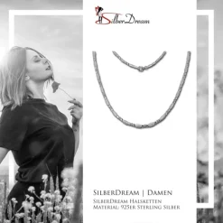 SilberDream Collier Elegant Zirkonia weiß 925er Silber 45cm Halskette SDK458W