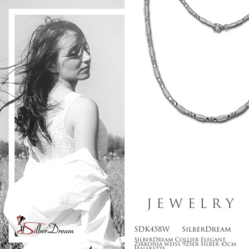 SilberDream Collier Elegant Zirkonia weiß 925er Silber 45cm Halskette SDK458W