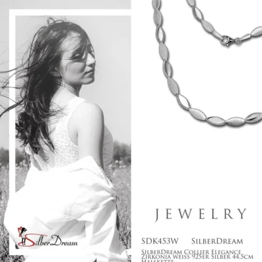 SilberDream Collier Elegance Zirkonia weiß 925er Silber 44,5cm Halskette SDK453W