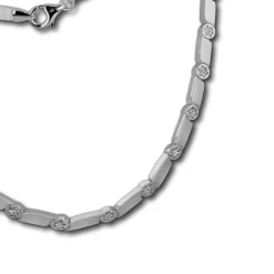 SilberDream Collier Fantasie Zirkonia weiß 925er Silber 45,5cm Halskette SDK464W