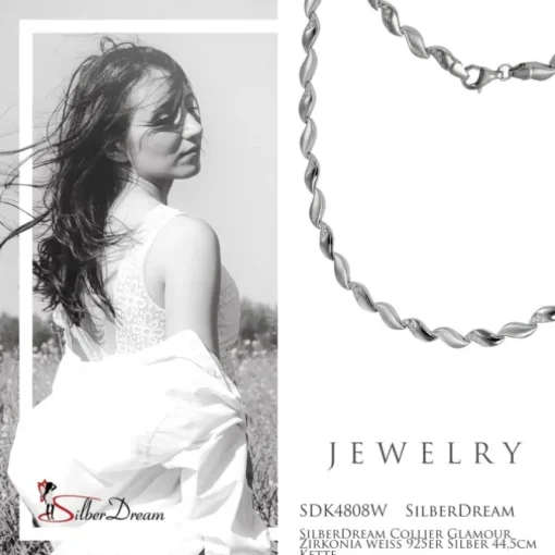 SilberDream Collier Glamour Zirkonia weiß 925er Silber 44,5cm Kette SDK4808W