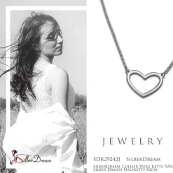 SilberDream Collier Herz Kette 925er Silber Damen Halskette 42cm SDK29242J
