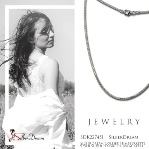 SilberDream Collier Himbeerkette 925er Silber Halskette 45cm Kette SDK22745J