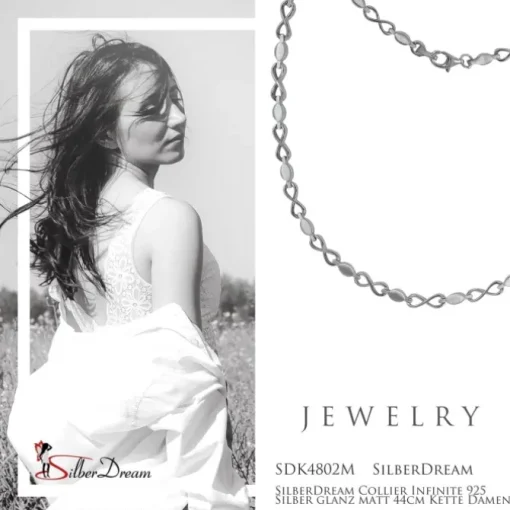 SilberDream Collier Infinite 925 Silber glanz matt 44cm Kette Damen SDK4802M