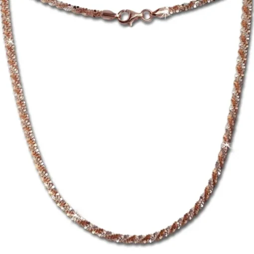 SilberDream Collier Kette gedreht rose vergoldet 925 Silber Damen 45cm SDK21645E