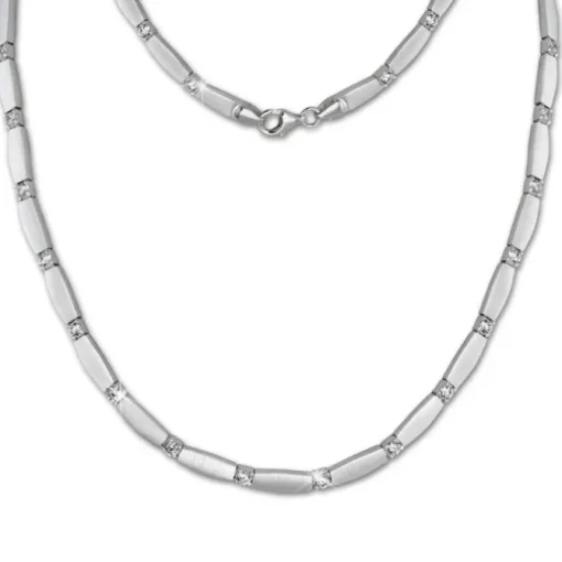 SilberDream Collier Kette matt Zirkonia weiß 925er Silber 45cm SDK447W