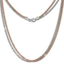 SilberDream Collier Kette gedreht rose vergoldet und 925 Silber 45cm SDK23345T