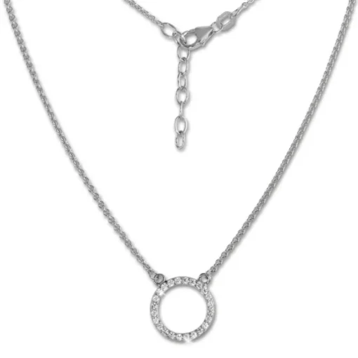SilberDream Collier Kette Zirkonia rund weiß 925 Silber Damen 42-47cm SDK28642J