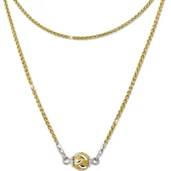 SilberDream Collier Kette Kugel Blatt vergoldet 925 Silber Damen 46cm SDK24146Y