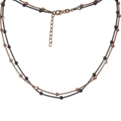 SilberDream Collier Kette Kugeln Rose und Schwarz 925er Damen 42cm SDK22442F