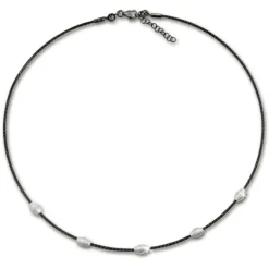 SilberDream Collier Kette Fantasie schwarz 925 Silber Damen 42-44cm SDK28242S