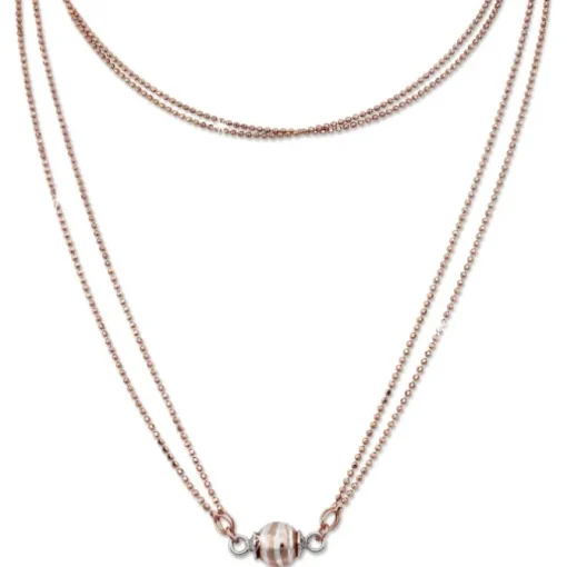 SilberDream Collier Kette Kugel Welle rose 925 Silber Damen 45cm SDK24745E