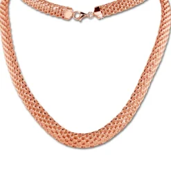SilberDream Collier Kette Geflecht Rose vergoldet Damen ca. 45cm SDK22045E