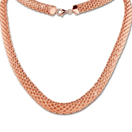SilberDream Collier Kette Geflecht Rose vergoldet Damen ca. 45cm SDK22045E