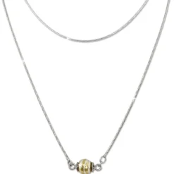 SilberDream Collier Kette Kugel Welle vergoldet 925 Silber Damen 45cm SDK24345Y