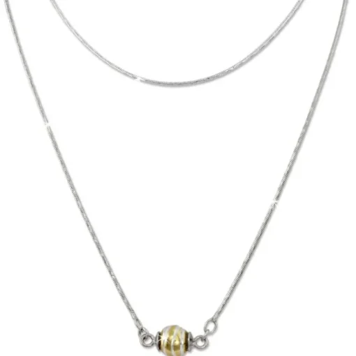 SilberDream Collier Kette Kugel Welle vergoldet 925 Silber Damen 45cm SDK24345Y
