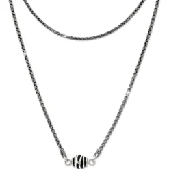 SilberDream Collier Kette Kugel Welle geschwärzt 925 Silber Damen 46cm SDK24446S