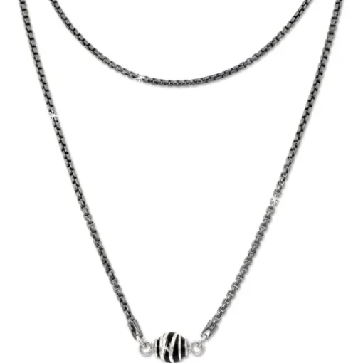 SilberDream Collier Kette Kugel Welle geschwärzt 925 Silber Damen 46cm SDK24446S