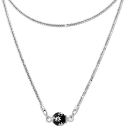 SilberDream Collier Kette Kugel Stern schwarz 925 Silber Damen 45cm SDK23945S