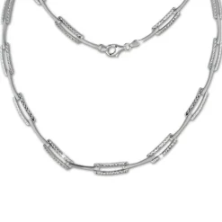 SilberDream Collier Kette diamantiert 925 Silber 44cm Halskette SDK442J