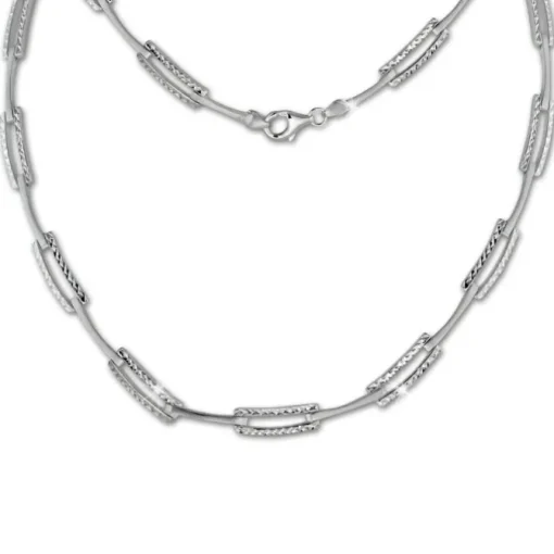 SilberDream Collier Kette diamantiert 925 Silber 44cm Halskette SDK442J