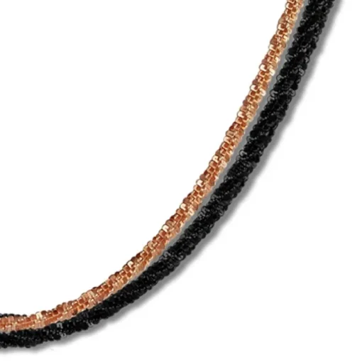 SilberDream Collier Kette gedreht rose vergoldet und geschwärzt 45cm SDK23745S